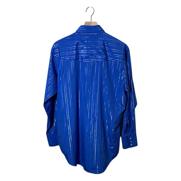 Ely Cattleman Blue and Silver Striped Men's Blue Shirt, L - Picture 2 of 12
